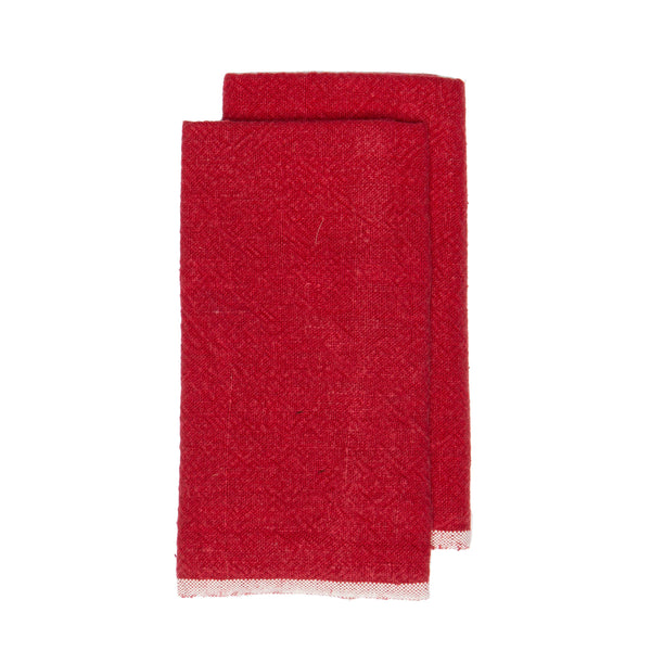 Chunky Linen Red Towels 20x30 - Set of 2
