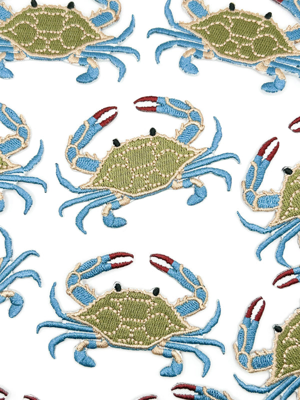 Blue Crab Iron On Sew On Embroidered Patch