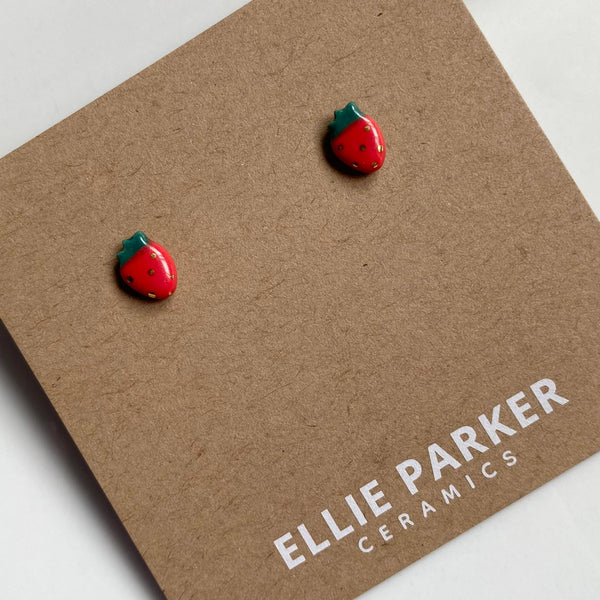 Strawberry Ceramic Clay Stud Earrings