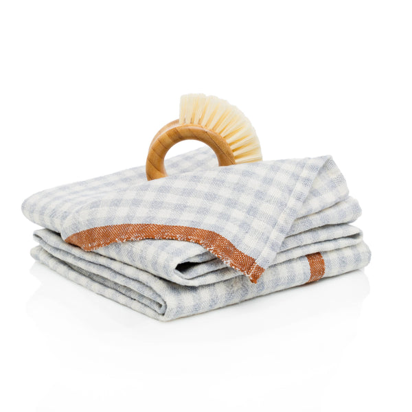 Two-Tone Gingham Blue/Cognac Tea Towel 20x30