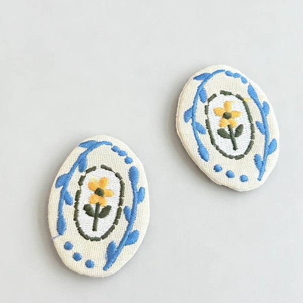 Embroidered Floral Bird Brooch Pin