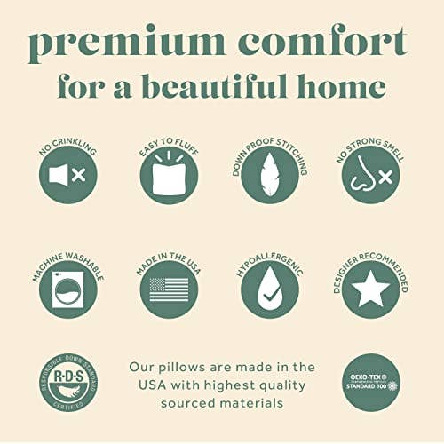 ComfyDown Decorative Throw Pillow Insert, Down - Square