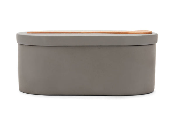 Fox Run Cement Salt Cellar with Spoon, Grey,3"x 3.5"x 6.25"
