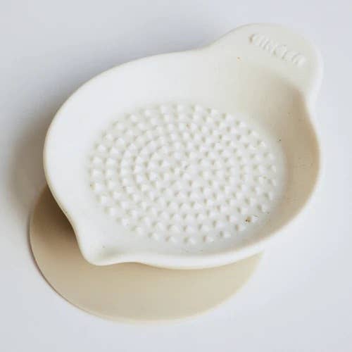 Japanese ginger grater neutral cream ceramic pottery round