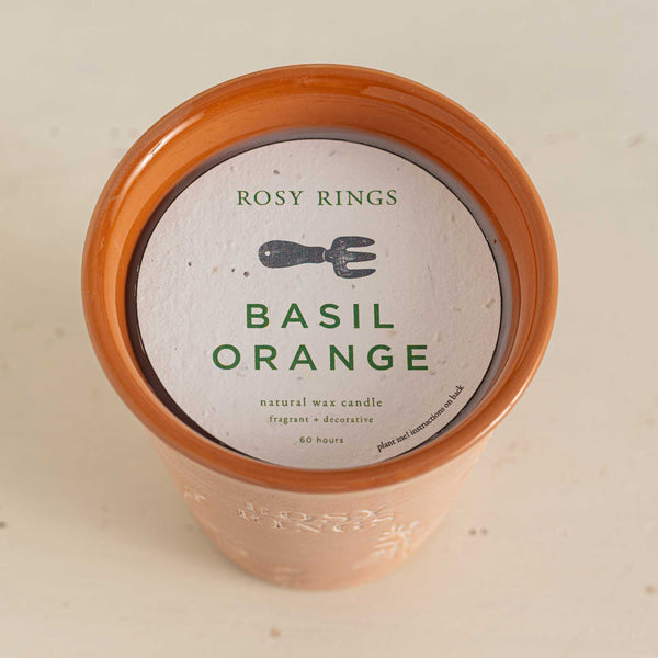 Basil Orange Garden Pot Candle + Plantable Seed Dust Cover