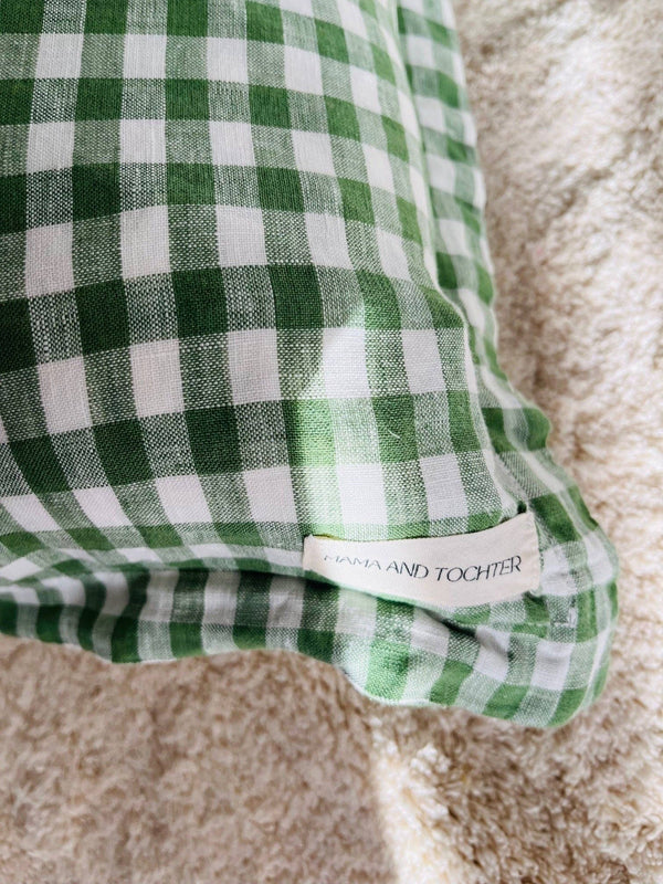 Pure French Linen Cushion Cover with Flange Detail - Celtic Gingham