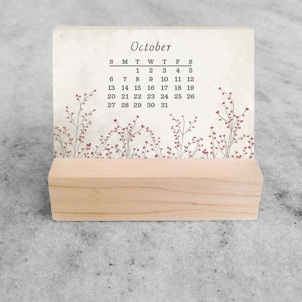 2026 Mini Desk Calendar, Dried Field Flowers