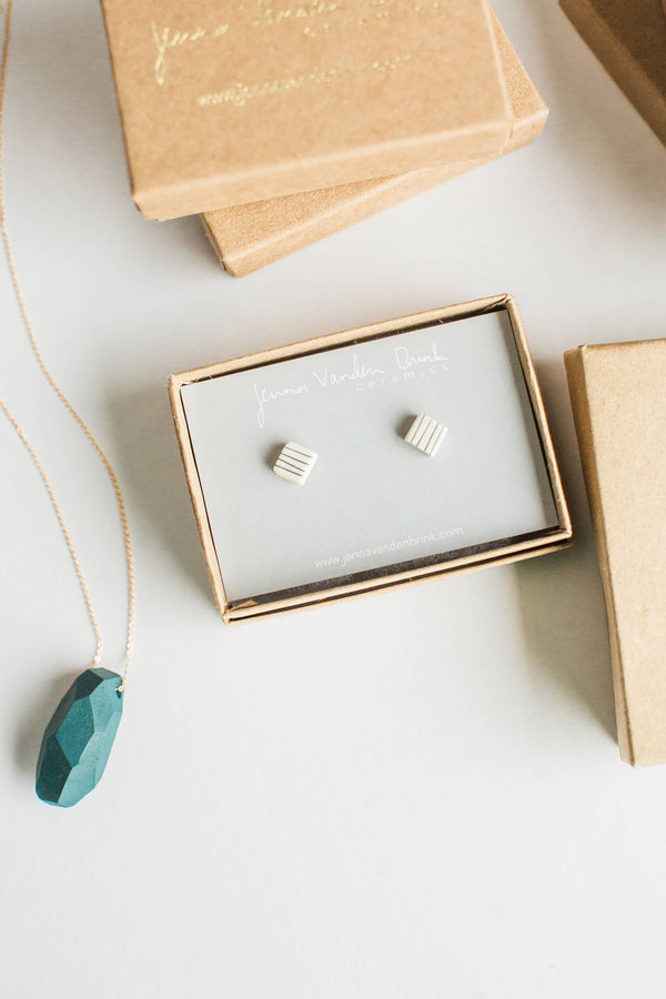 Pinstripe Square Studs