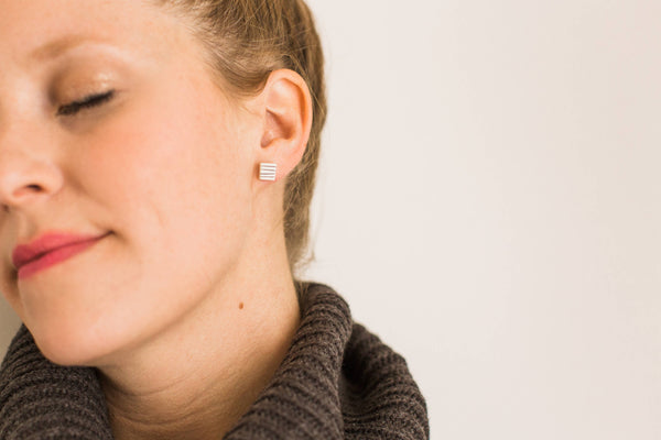 Pinstripe Square Studs