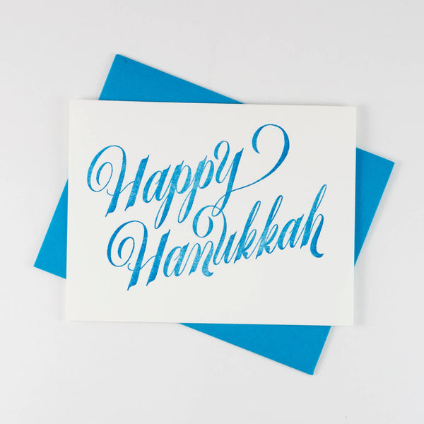 Happy Hanukkah Hand-Printed Card