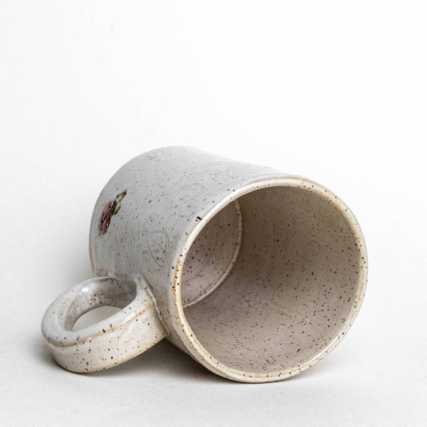 Ladybug Pattern Handmade Ceramic White 14oz Mug