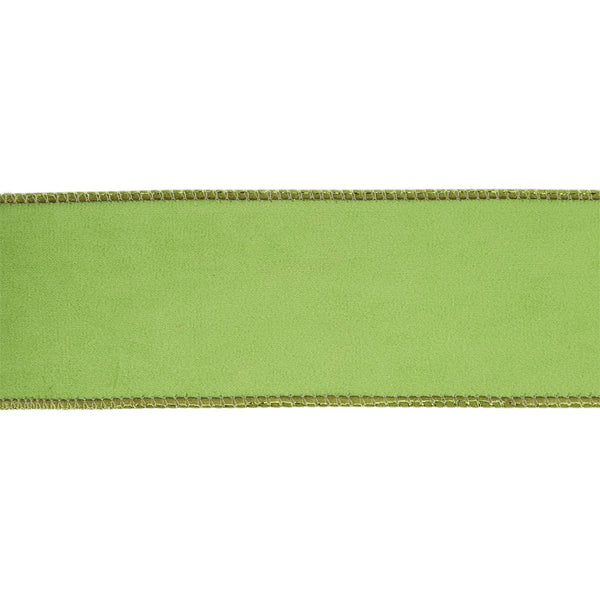 2 1/2" Reversible Classic Velvet Wired Ribbon | Lime/Shimmer Lime | 10 Yard Roll