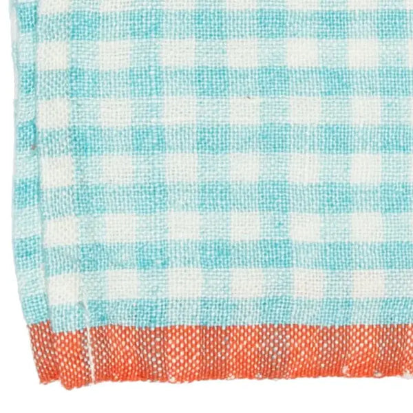 Two-Tone Gingham Aqua/Orange Tea Towel 20x30