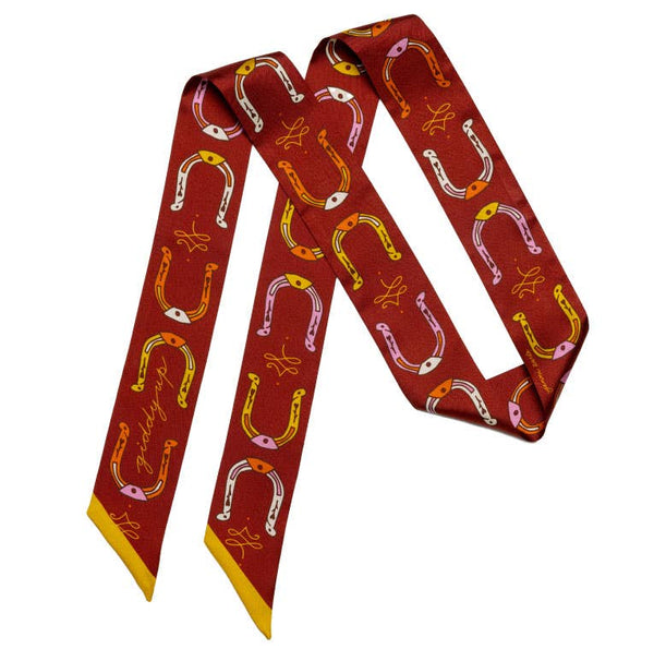 Silk Twilly Scarf - “Giddy Up”- Neck & Hair Scarf