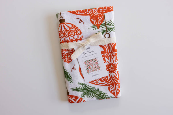 Ornament Tea Towel - Classic Holiday Kitchen Decor