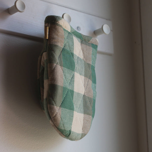 Oven Glove- Short- Double Check- Aqua Storm