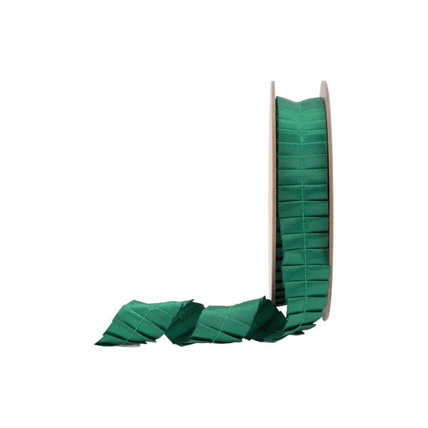 1" Pleated Ribbon | Green | 10 Yard Roll