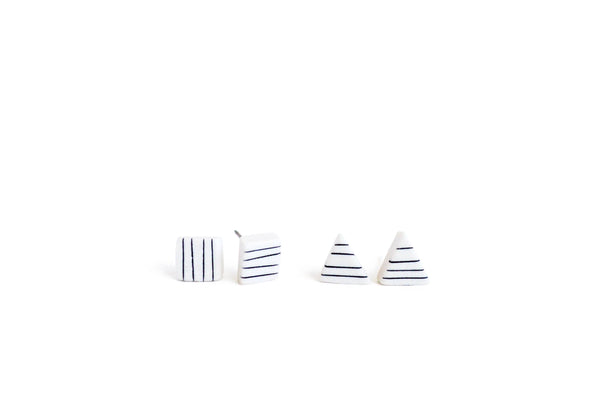 Pinstripe Square Studs