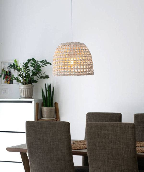 Woven Bamboo Basket Light - Ceiling/Hardwired