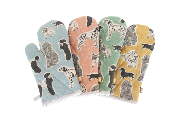 Oven Glove Dog Print - Aqua Storm