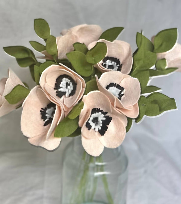 Anemone Felt Flower (ivory/cream)