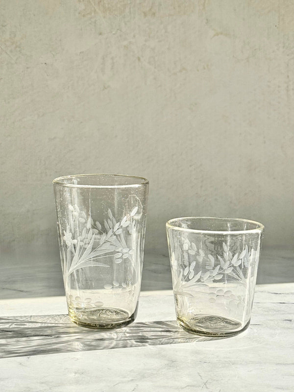 Hand-etched Conical Tumbler
