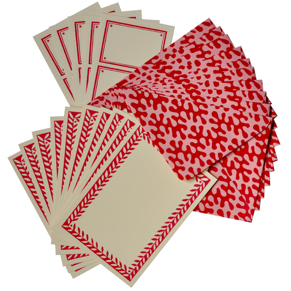Set of Notecards and Envelopes Kelp Raspberry Ripple