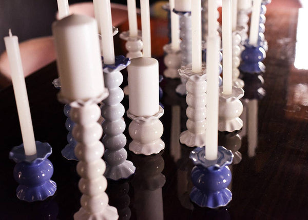 Signature White Small Ruffle Knob Candle Holder