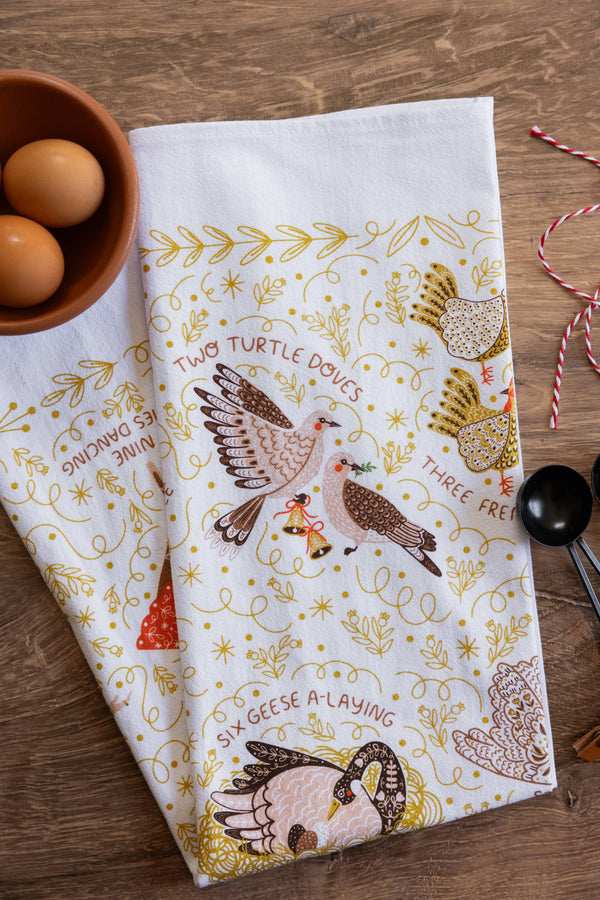 12 Days of Christmas Tea Towel – Classic Holiday Decor
