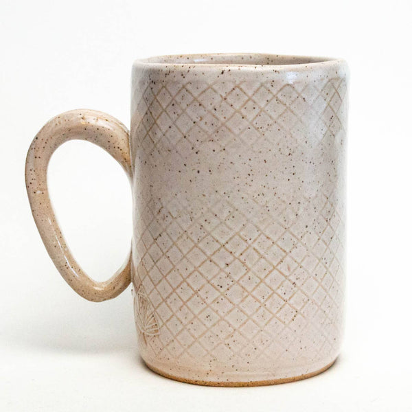 Blue Heron Pattern Handmade Ceramic White 16oz Mug