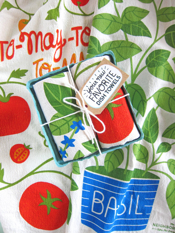 TOMATO BASIL (Tomato, Basil) - Tea Towel Set of 2