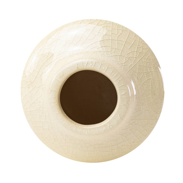 Grove White Crackle with Green Base Ceramic Vase