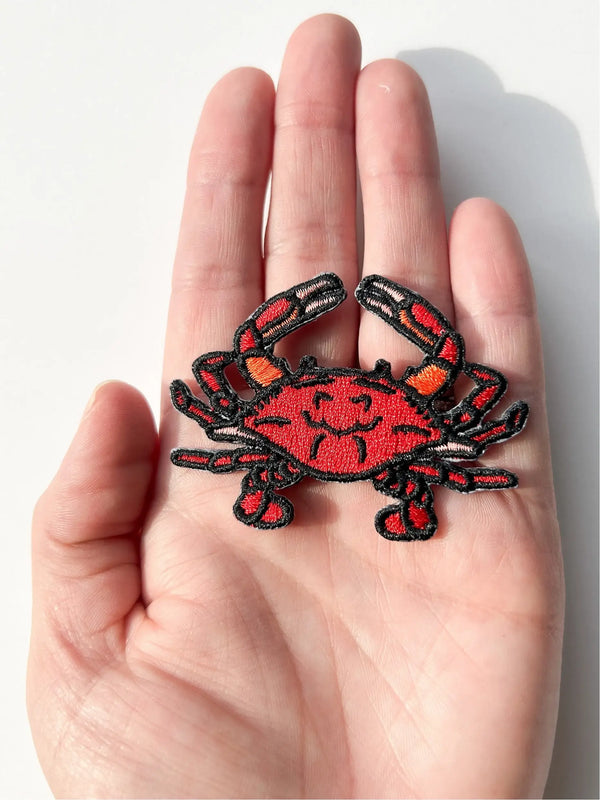 Red Crab Embroidered Iron on Patch Beach Nature Surf Patch