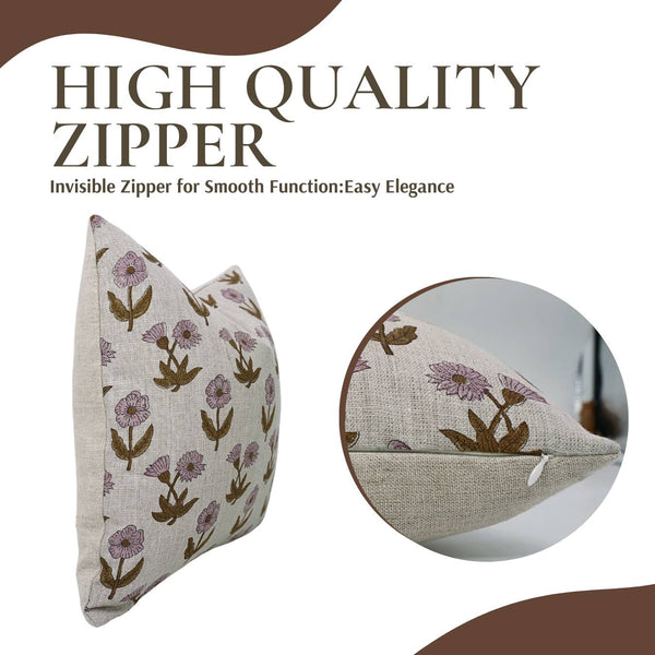 Block Print Boho Thick Linen Pillow Cover- Kirti