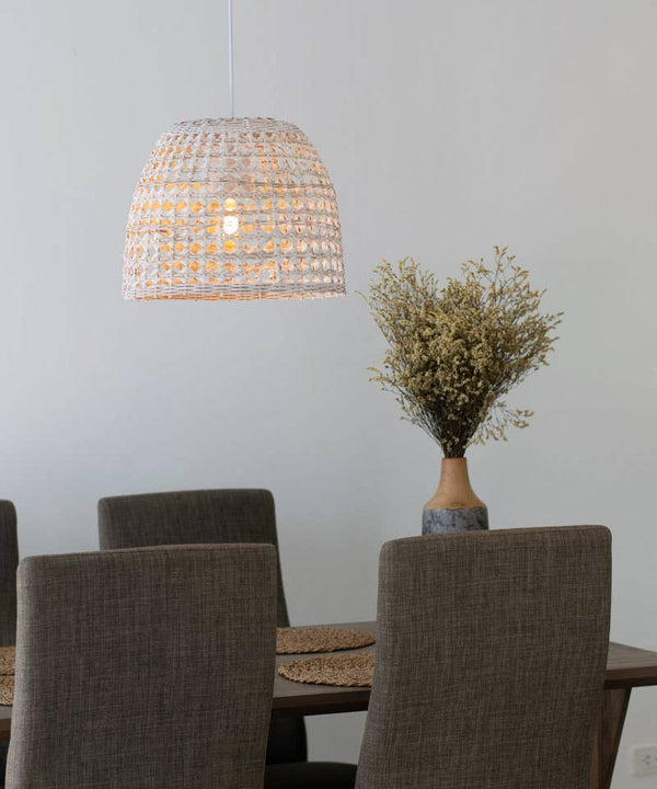 Woven Bamboo Basket Light - Ceiling/Hardwired