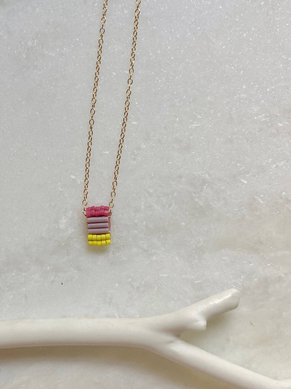 Palette Pendant - Minimal Unique Seed Bead Necklace