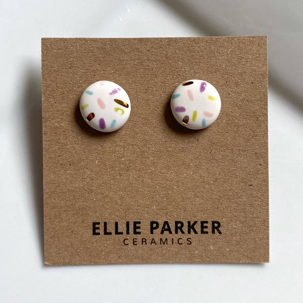 Confetti | Large Round Ceramic Clay Earrings