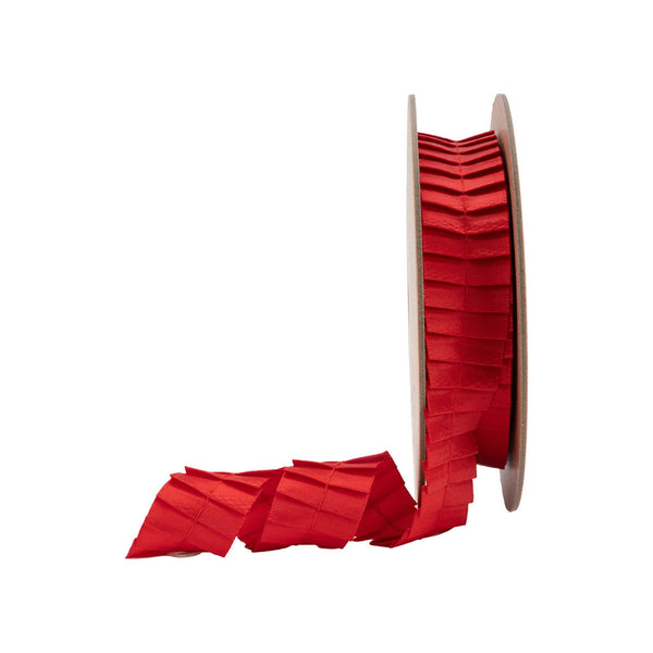 1" Pleated Ribbon | Red | 10 Yard Roll