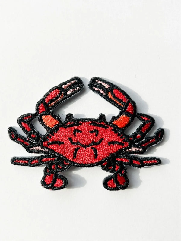 Red Crab Embroidered Iron on Patch Beach Nature Surf Patch