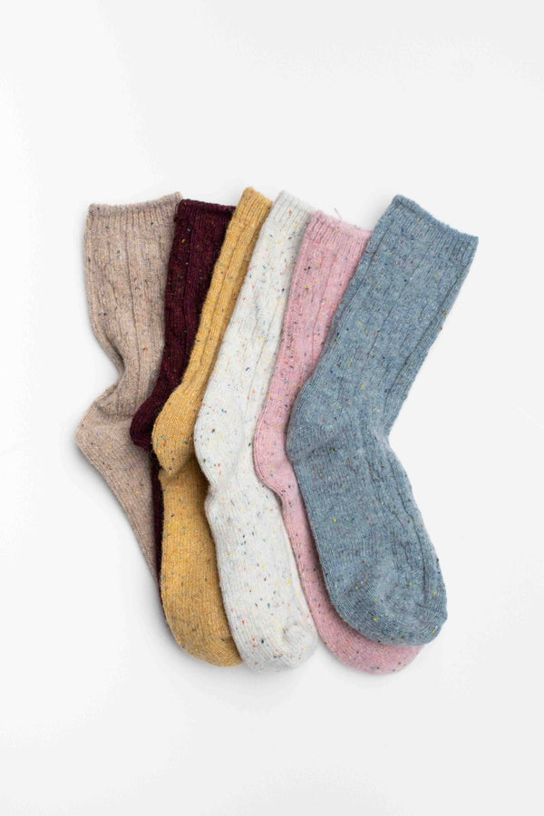 Wool Blend Speckled Knit Socks