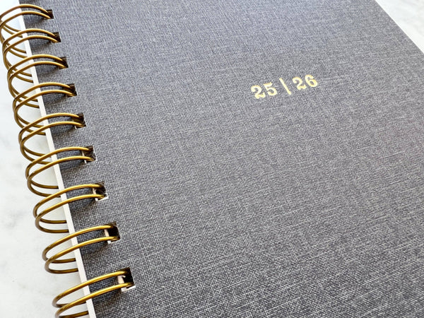 12-Month Planner, Charcoal Bookcloth