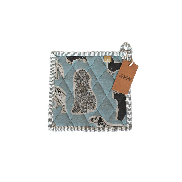 Pot Holder / Trivet Dog Print Blue Haze