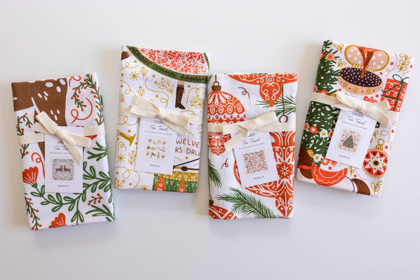 Ornament Tea Towel - Classic Holiday Kitchen Decor