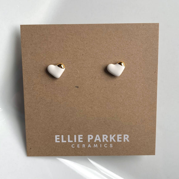 Heart White Ceramic Stud Earring