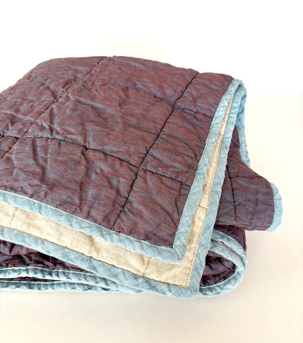 Simple Lines Amethyst/Sand throw with Blue Topaz binding