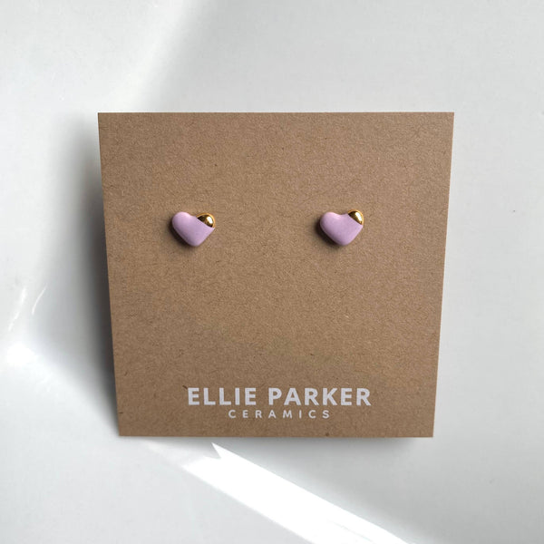 Heart Lilac Ceramic Stud Earrings