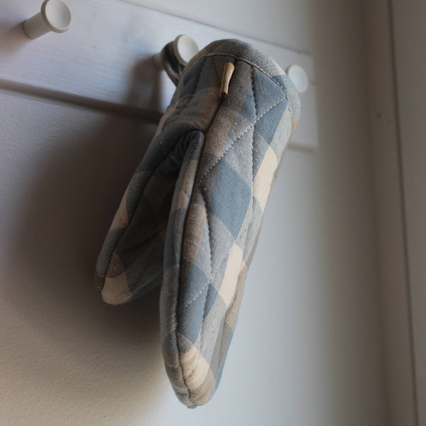 Oven Glove Short- Double Check - Blue Haze