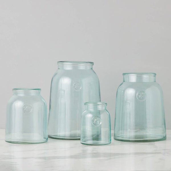 French Bee Clear Mason Jar Vase with Seal, Medium