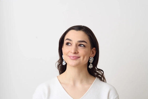 Twist and Shout Earrings - Blue Dot