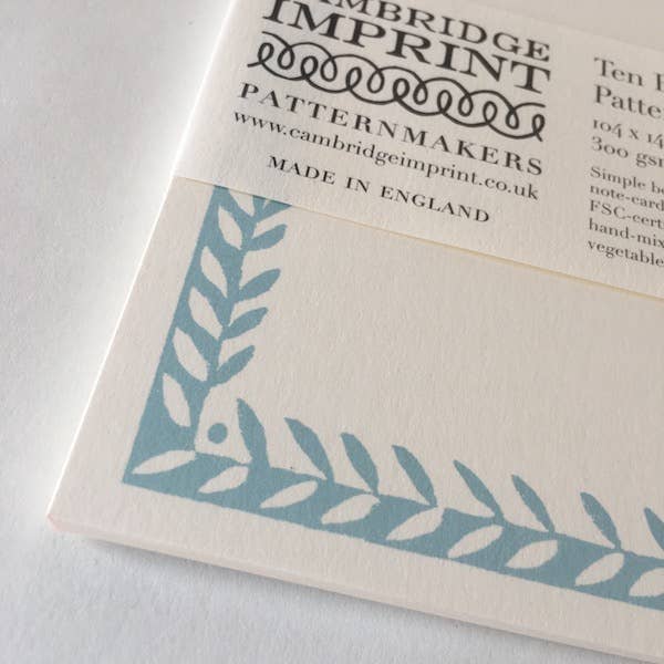 10 Postcards with Patterned Border in Aquamarine